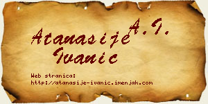 Atanasije Ivanić vizit kartica